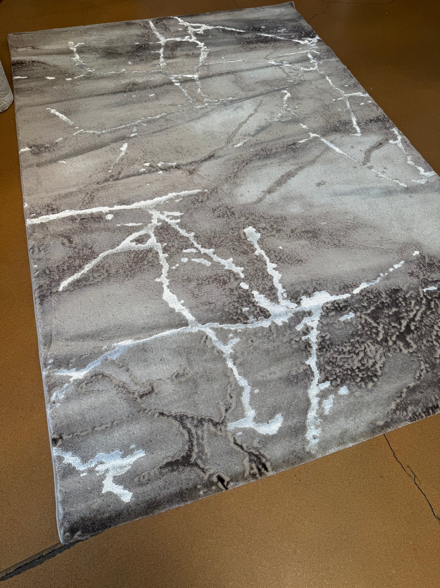 Covor cu Insertii 3D tip Marmura,Bej/Crem