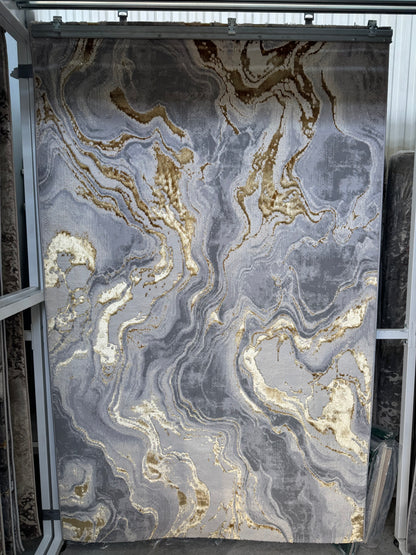 Covor Tip Valuri,Gri/Gold