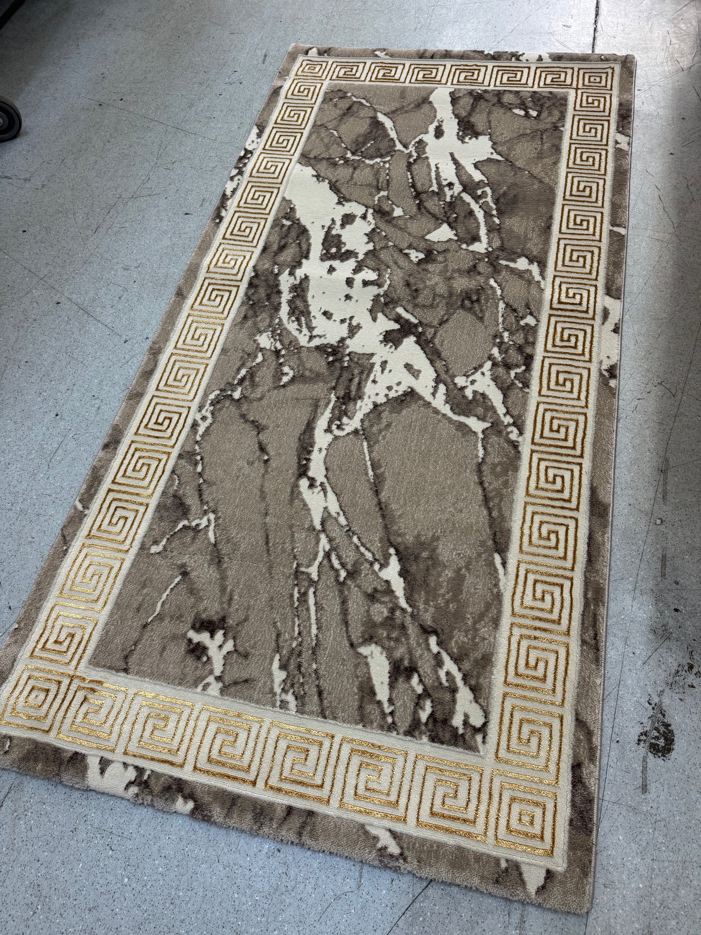 Covor cu Insertii 3D Grecești Bej/Crem/Auriu