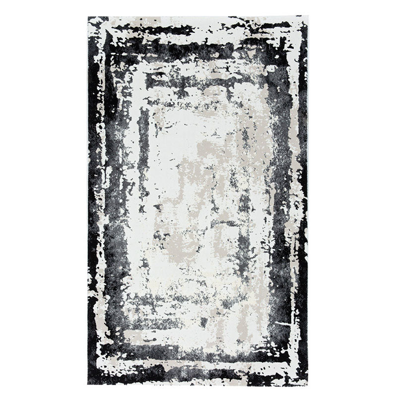 Covor Tip Pictura Moderna Incadrata in Chenar, Negru/Gri