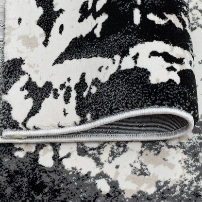 Covor Tip Pictura Moderna Incadrata in Chenar, Negru/Gri