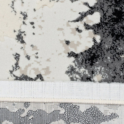 Covor Tip Pictura Moderna Incadrata in Chenar, Negru/Gri