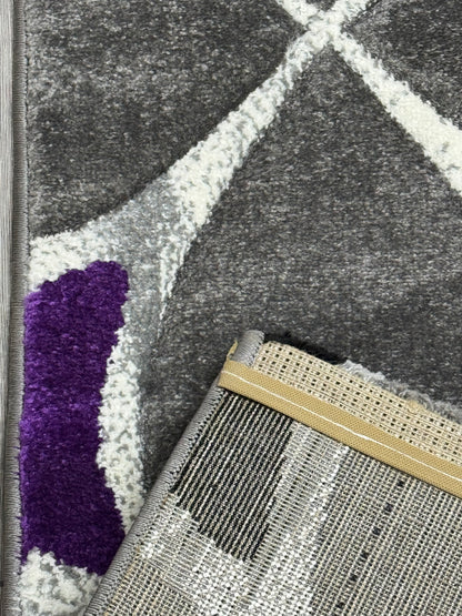 Covor Modern tip X, Gri/Negru/Verde