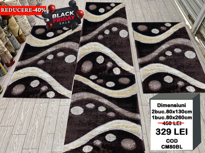 Set 3 Traverse Pufoase de Matase 3D ,Maro/Bej