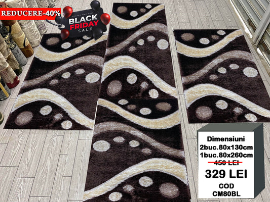Set 3 Traverse Pufoase de Matase 3D ,Maro/Bej