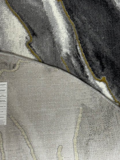 Covor cu Insertii 3D tip Marmura,Gri/Negru/Auriu