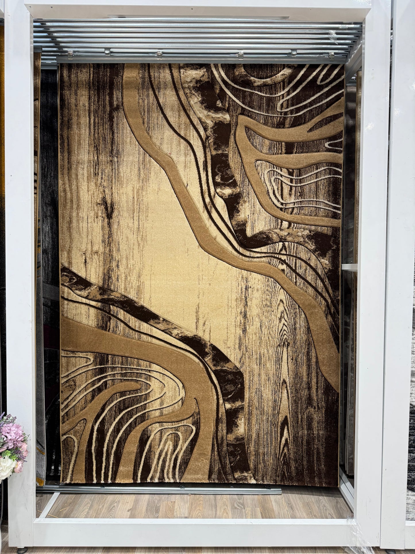 Covor Modern tip Valuri, Bej/Maro