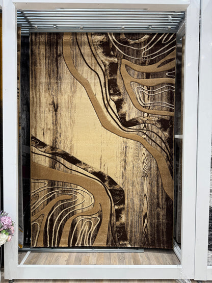 Covor Modern tip Valuri, Bej/Maro