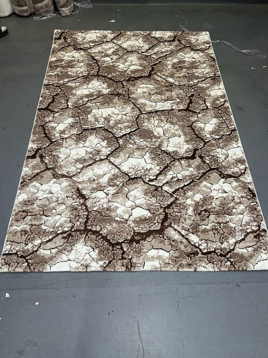 Covor cu Insertii 3D tip Fagure,Bej/Maro