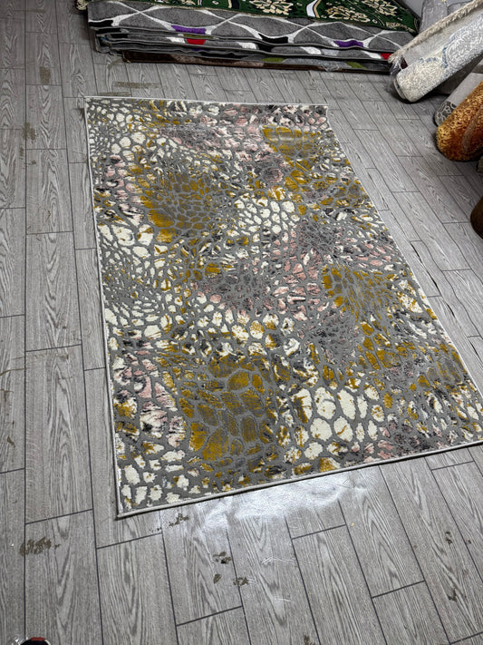 Covor 120x170 cm cu Insertii Geometrice cu Tip Pietre,Multicolor
