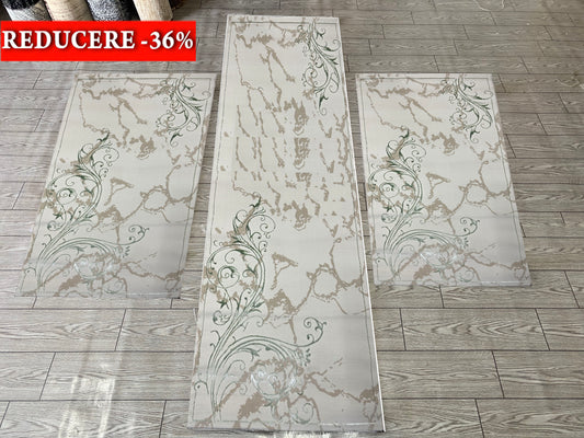 Set 3 Traverse Premium cu  Insertii tip Lalea,Crem/Verde