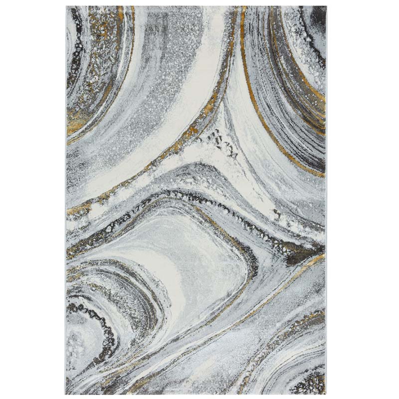 Covor Tip Pictura Moderna,Gri/Auriu