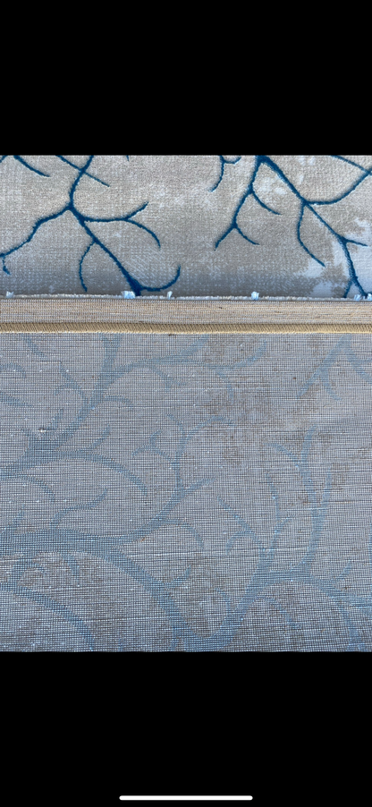 Covor Modern cu Insertii Naturale de tip Crenute , Bej/Turqoise