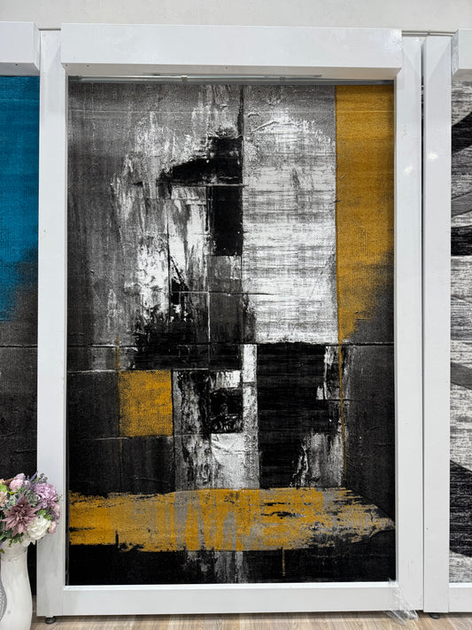 Covor Modern tip Pictura, Gri/Negru/Galben