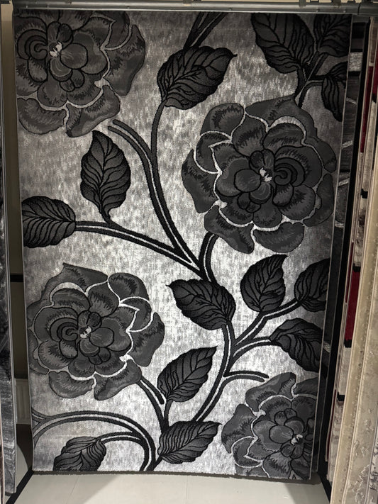 Covor tip Trandafir 3D , Gri/Negru