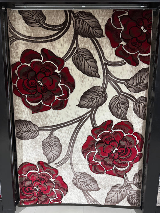 Covor tip Trandafir 3D , Grena/Bej