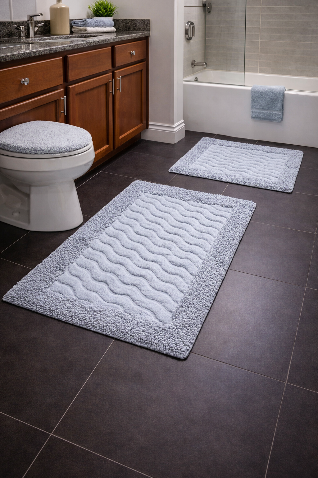 Set 2 Covoare de Baie,Gri