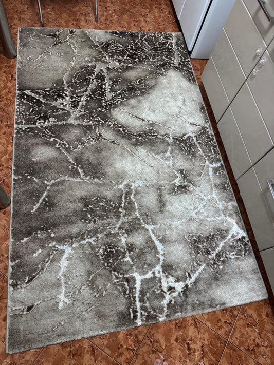 Covor cu Insertii 3D tip Marmura,Bej/Crem