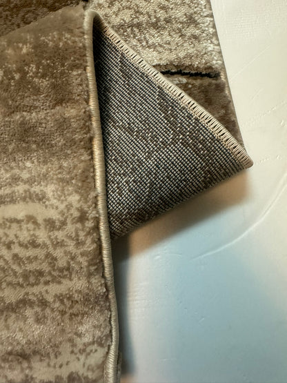 Covor cu Insertii Geometrice de tip Zig-Zag,Bej/Maro/Crem