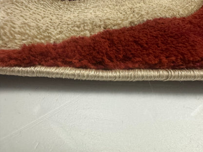 Covor cu Insertii de Pictura Moderna,Grena/Bej/Maro