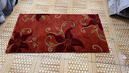 Covoare cu Insertii Florale ,Caramiziu-Grena