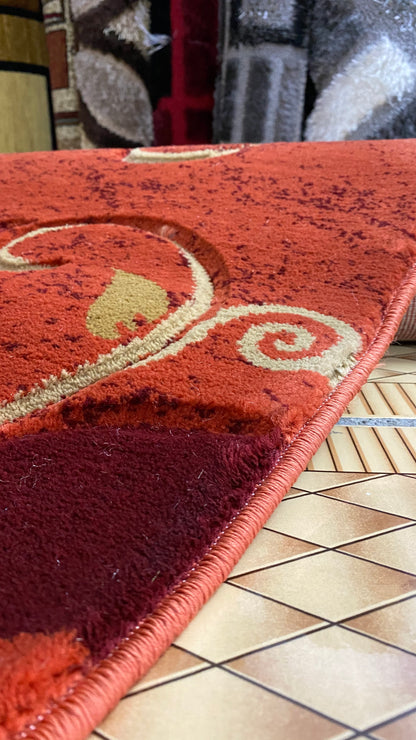 Covoare cu Insertii Florale ,Caramiziu-Grena