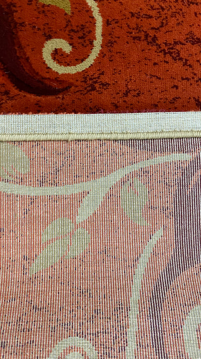 Covoare cu Insertii Florale ,Caramiziu-Grena