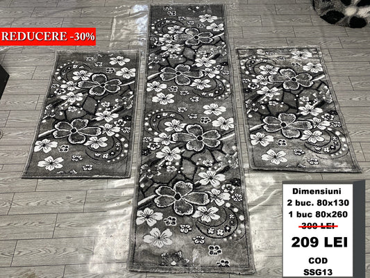 Set 3 Traverse cu Imprimeu Floral,Gri