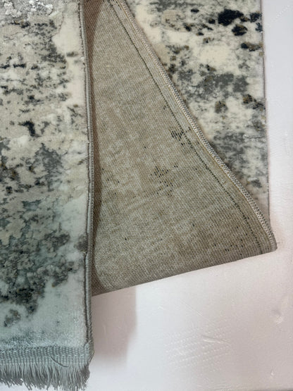 Covor Premiu Angora Hali Modern Tip Picasso cu Franjuri,Gri/Antracid