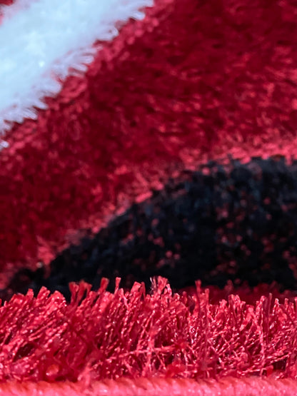 Set Covor si Traverse Pufoase de Matase 3D,Grena/Negru/Alb