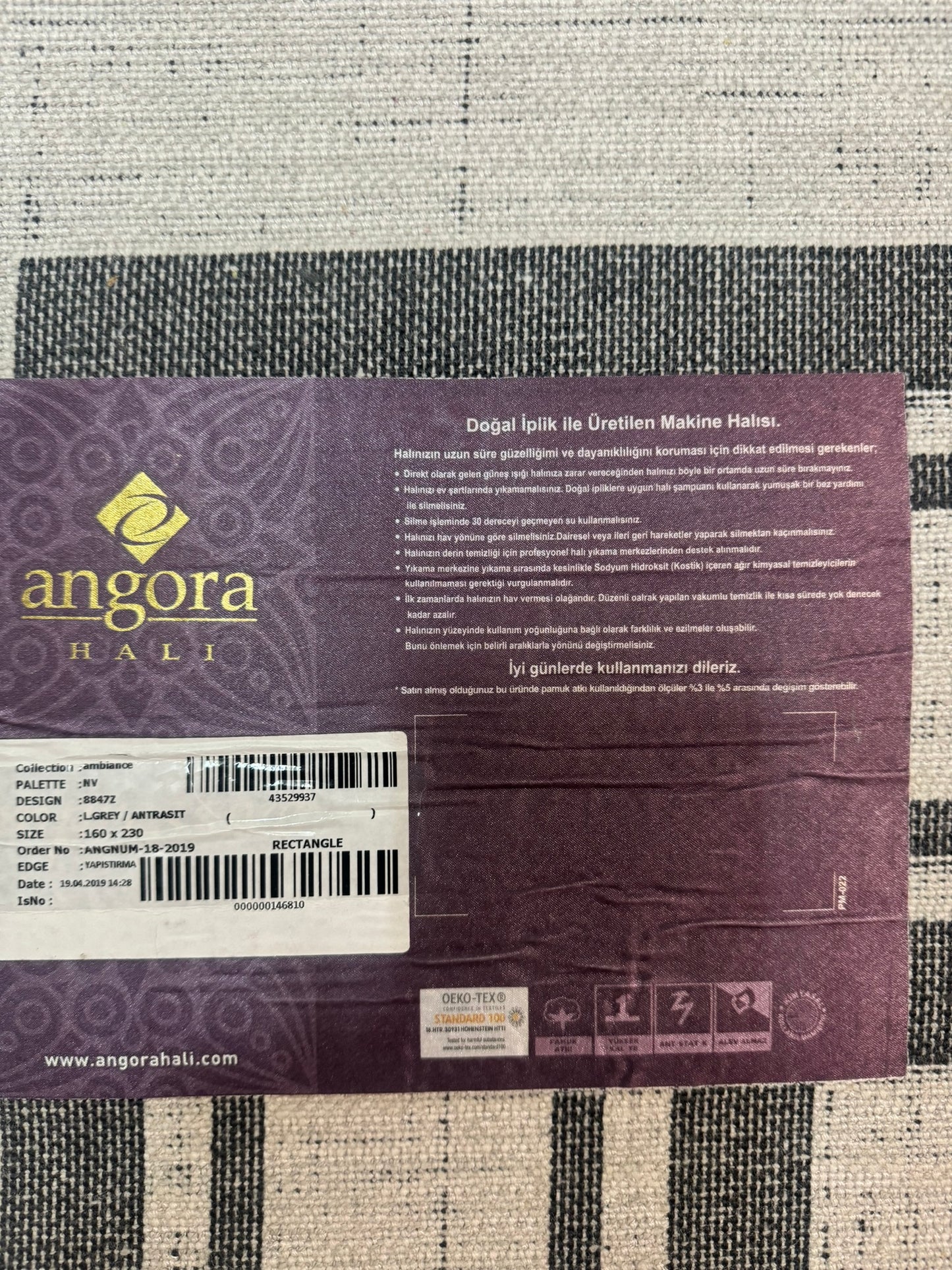 Covor Premium cu chenar Angora Crem/Negru