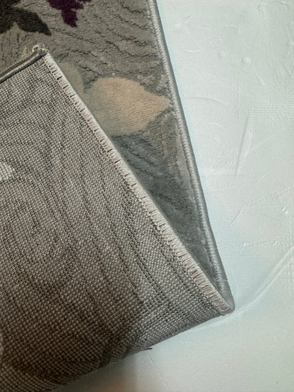 Covor Modern cu Fluturasi,Gri/Crem/Mov