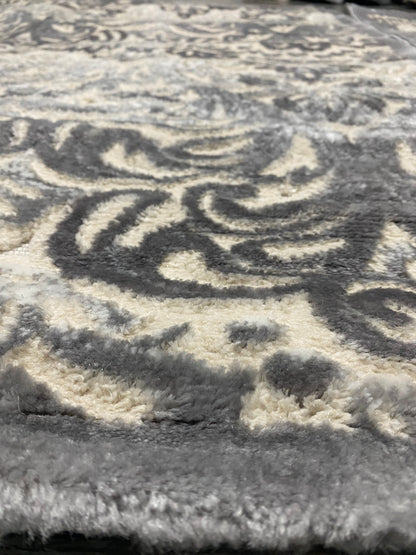 Covor cu Insertii Florale Tip Vita de Vie 3D,Gri/Bej