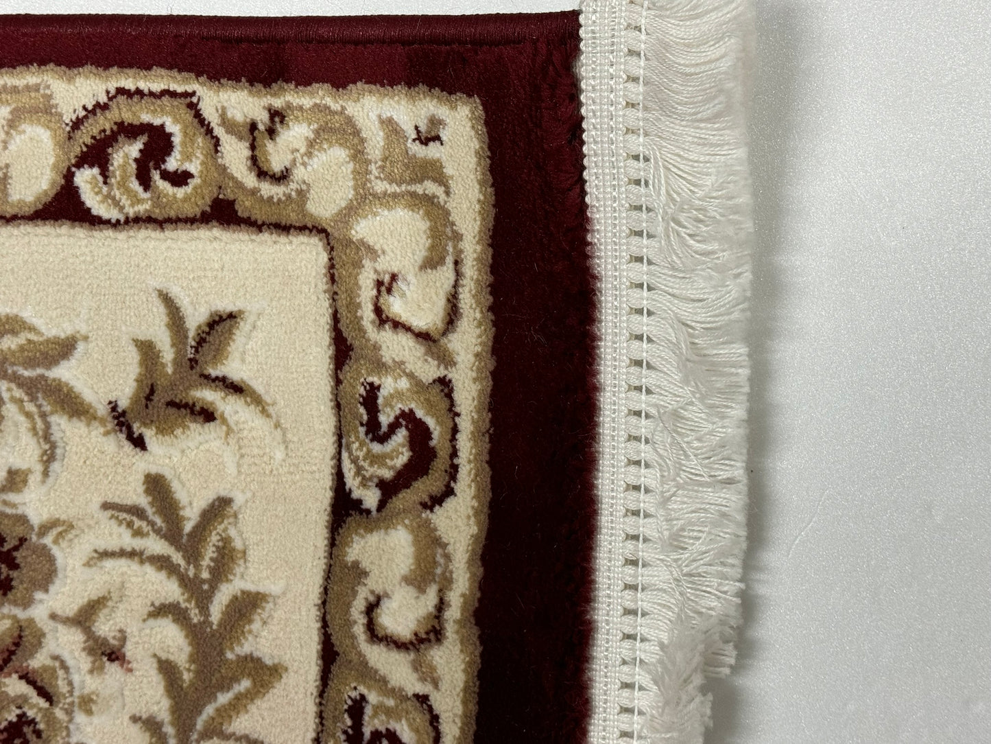 Covor Premium Stil Clasic Cu Medalion si Insertii Florale ,Grena/Bej