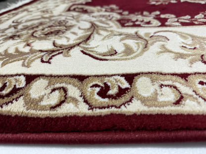 Covor Premium Stil Clasic Cu Medalion si Insertii Florale ,Grena/Bej