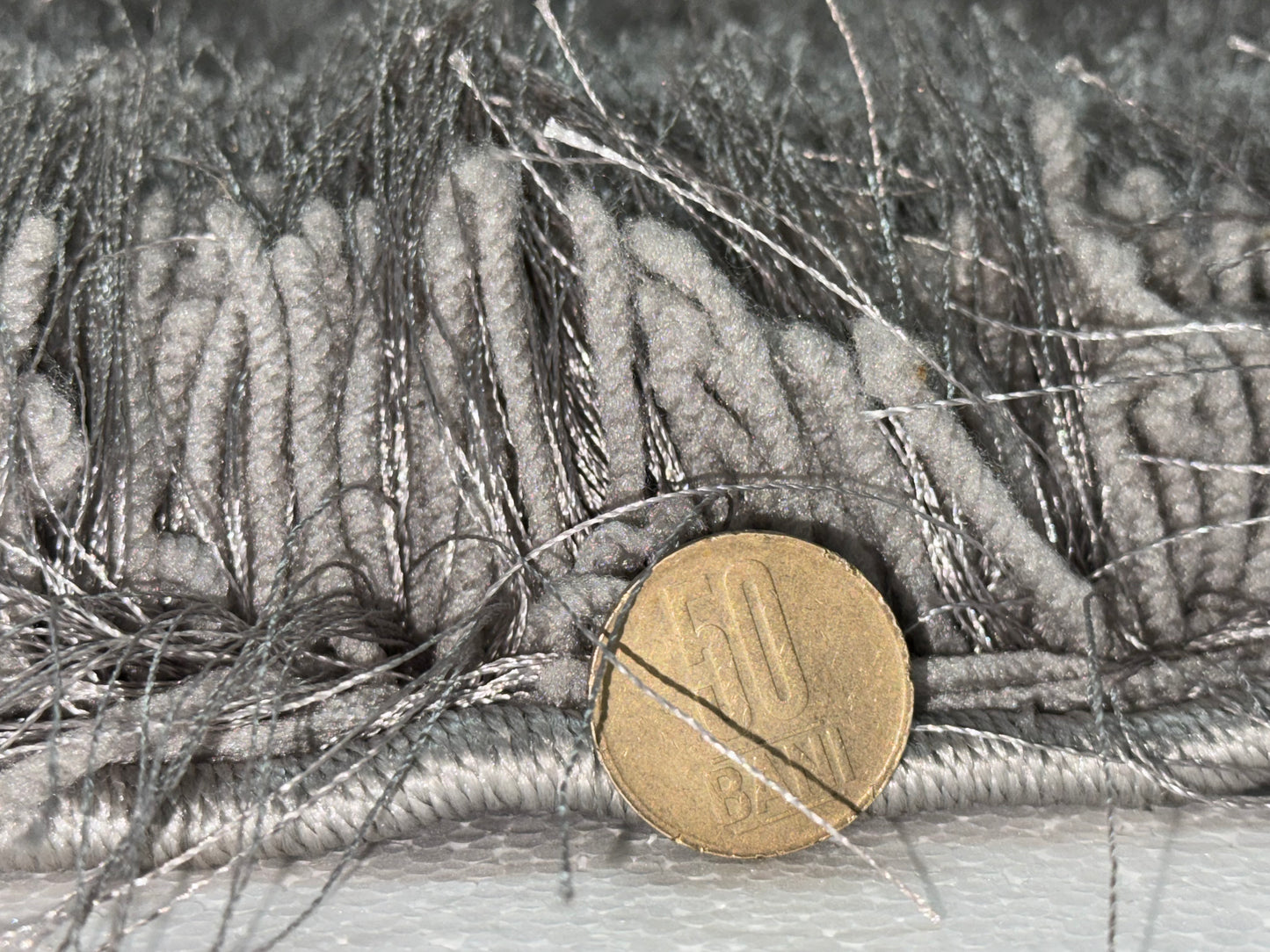 Covor Pufos din Fir de Matase si Bumbac 3D,Gri