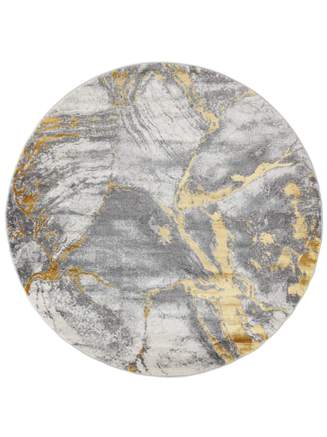 Covor Premium Rotund 160x160 cm,Gri/Auriu