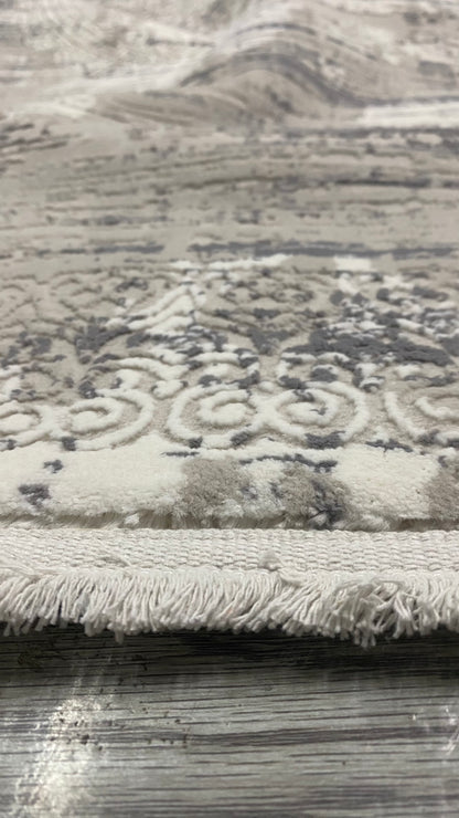 Covor Modern Picasso si Medalion ,Bej/Alb/Gri