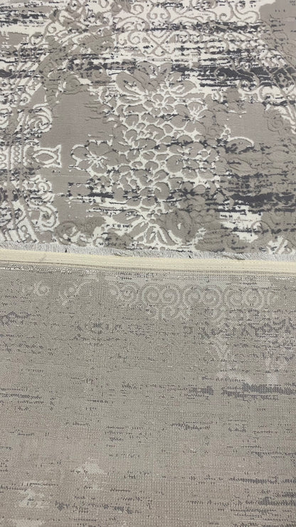 Covor Modern Picasso si Medalion ,Bej/Alb/Gri