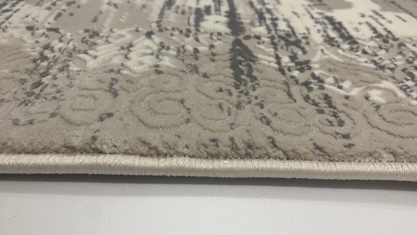 Covor Modern Picasso si Medalion ,Bej/Alb/Gri