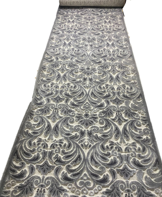 Traversa cu Insertii Florale 3D  ,Gri/Bej