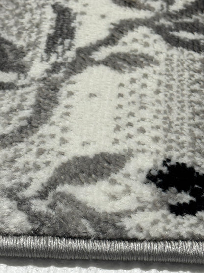 Covor cu Insertii Florale ,Gri/Bej/Negru