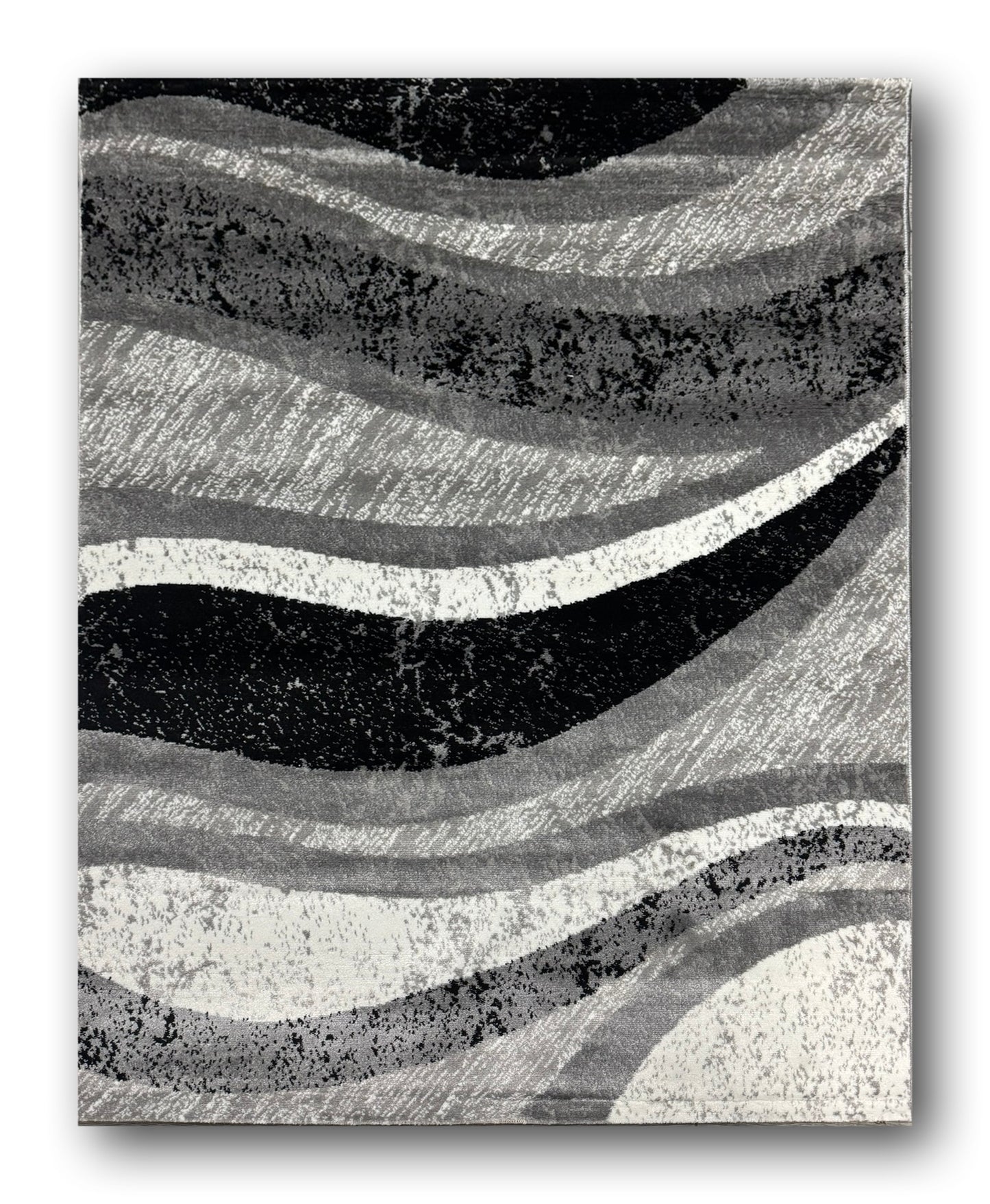 Covor cu Insertii Geometrice Tip Lini,Gri/Bej/Negru