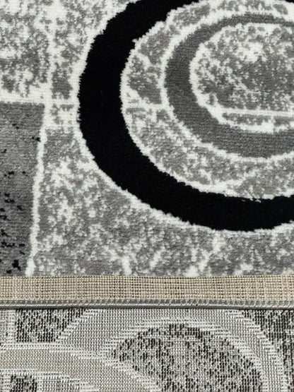 Traversa cu Insertii Geometrice tip Cercuri ,Gri/Negru