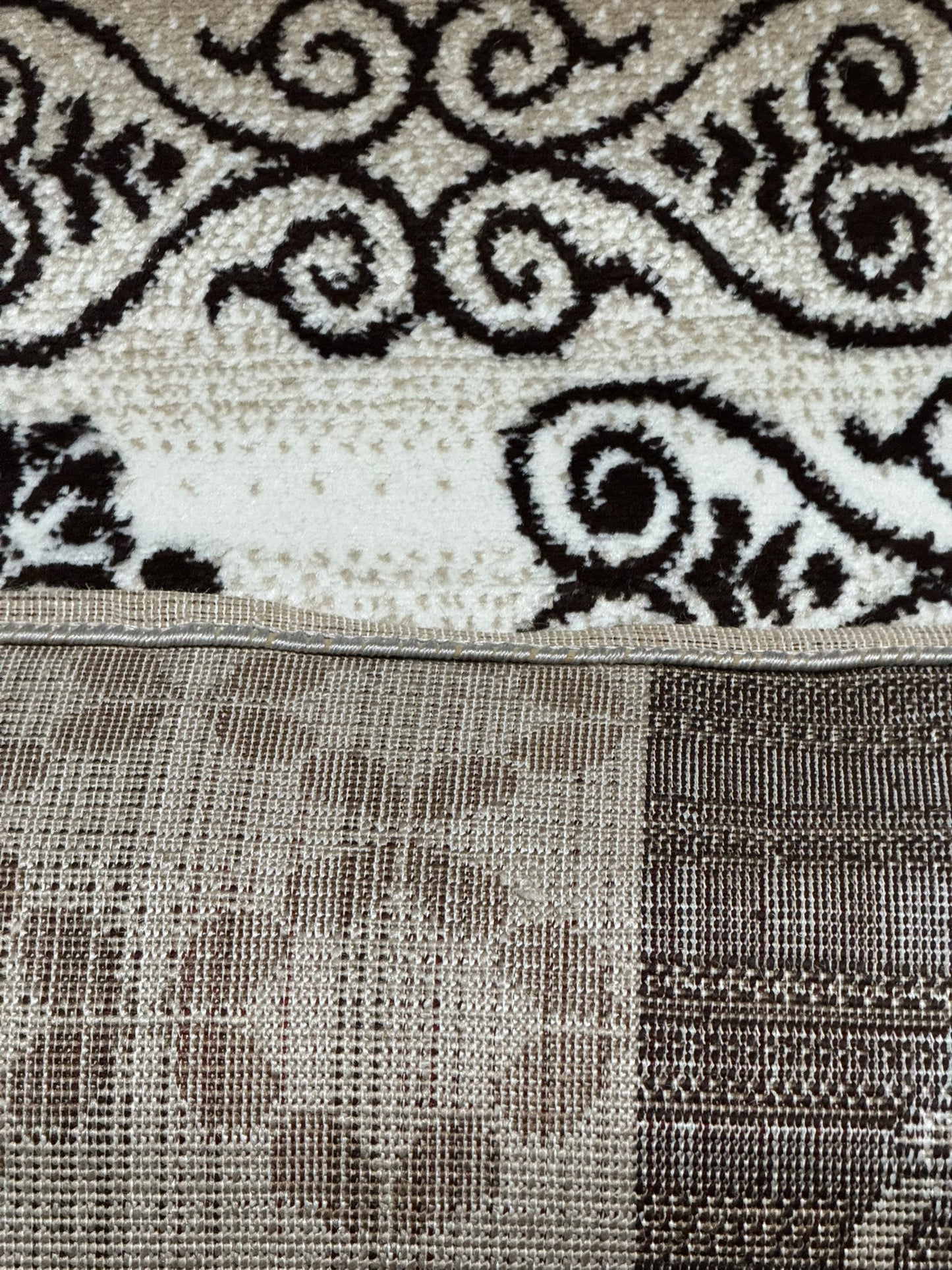 Covor cu Insertii Tip Baroc,Bej/Maro