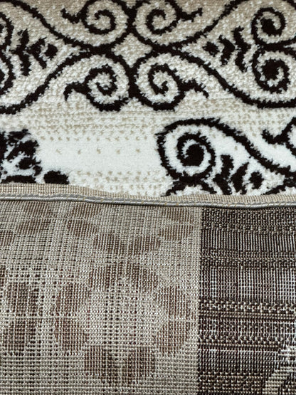 Covor cu Insertii Tip Baroc,Bej/Maro