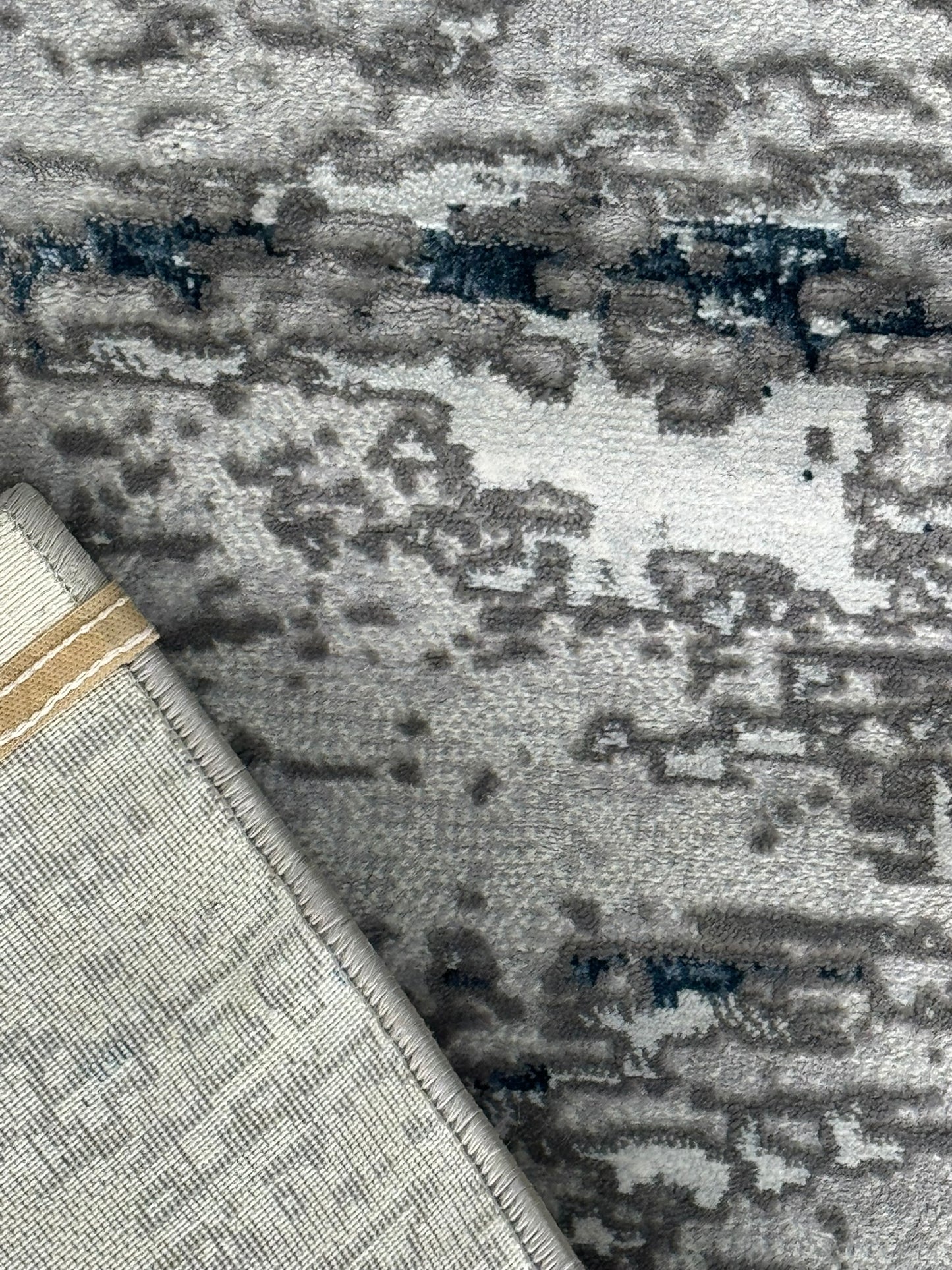 Covor Modern cu Insertii tip Picasso ,Albastru/Gri