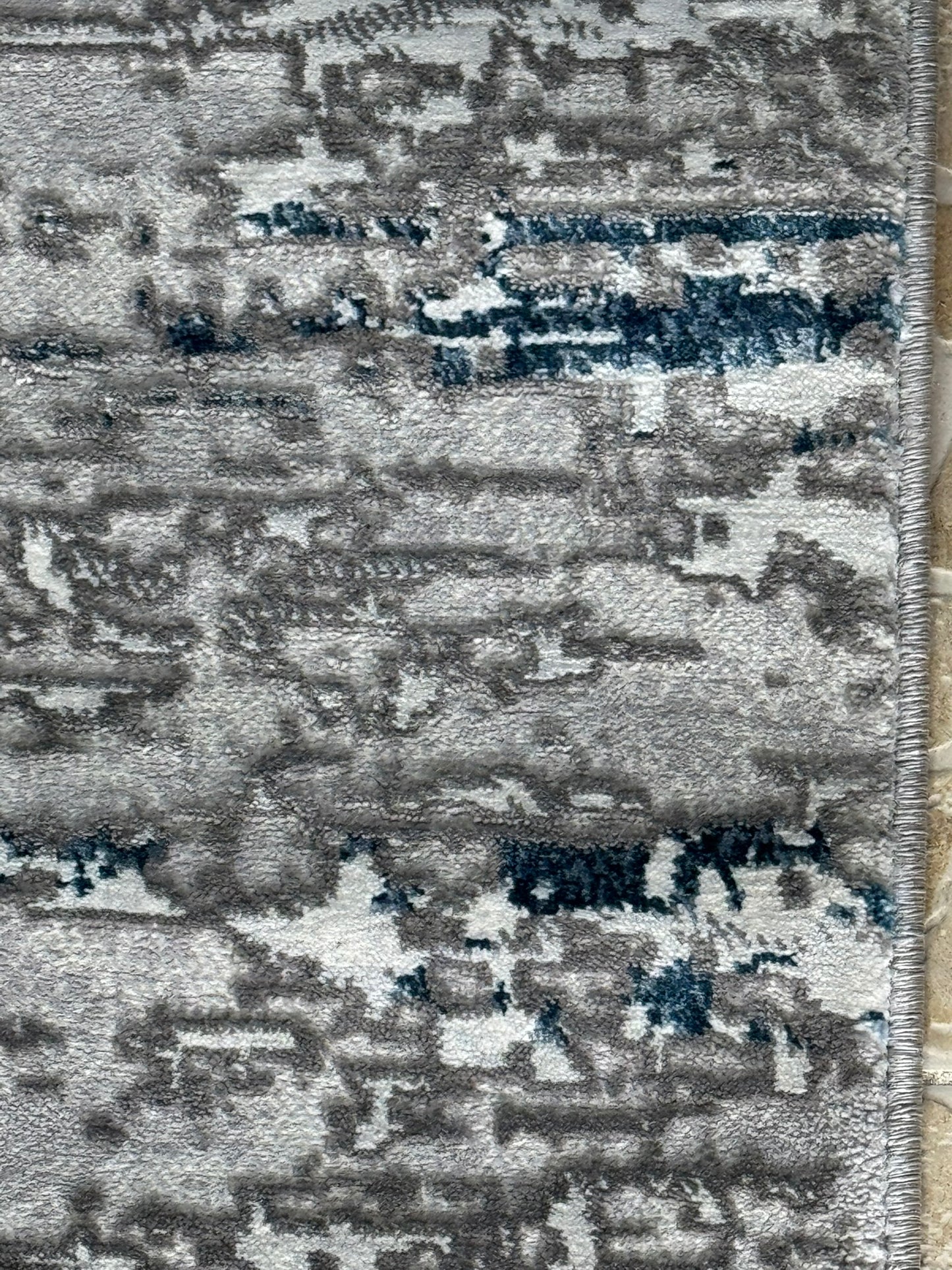 Covor Modern cu Insertii tip Picasso ,Albastru/Gri