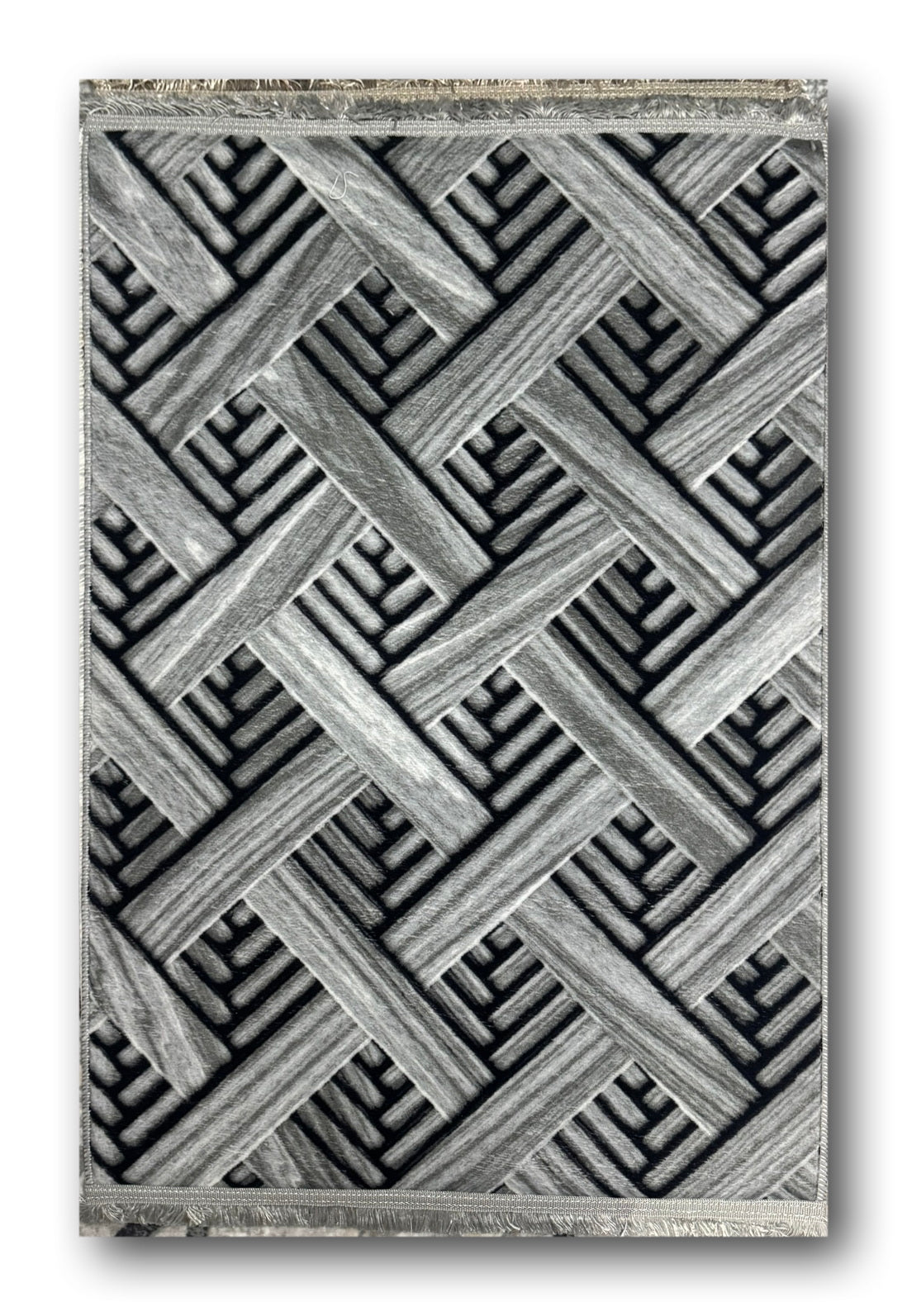 Set Covor Cu Traverse Antiderapante cu Insertii Moderne tip Parchet 3D,Gri