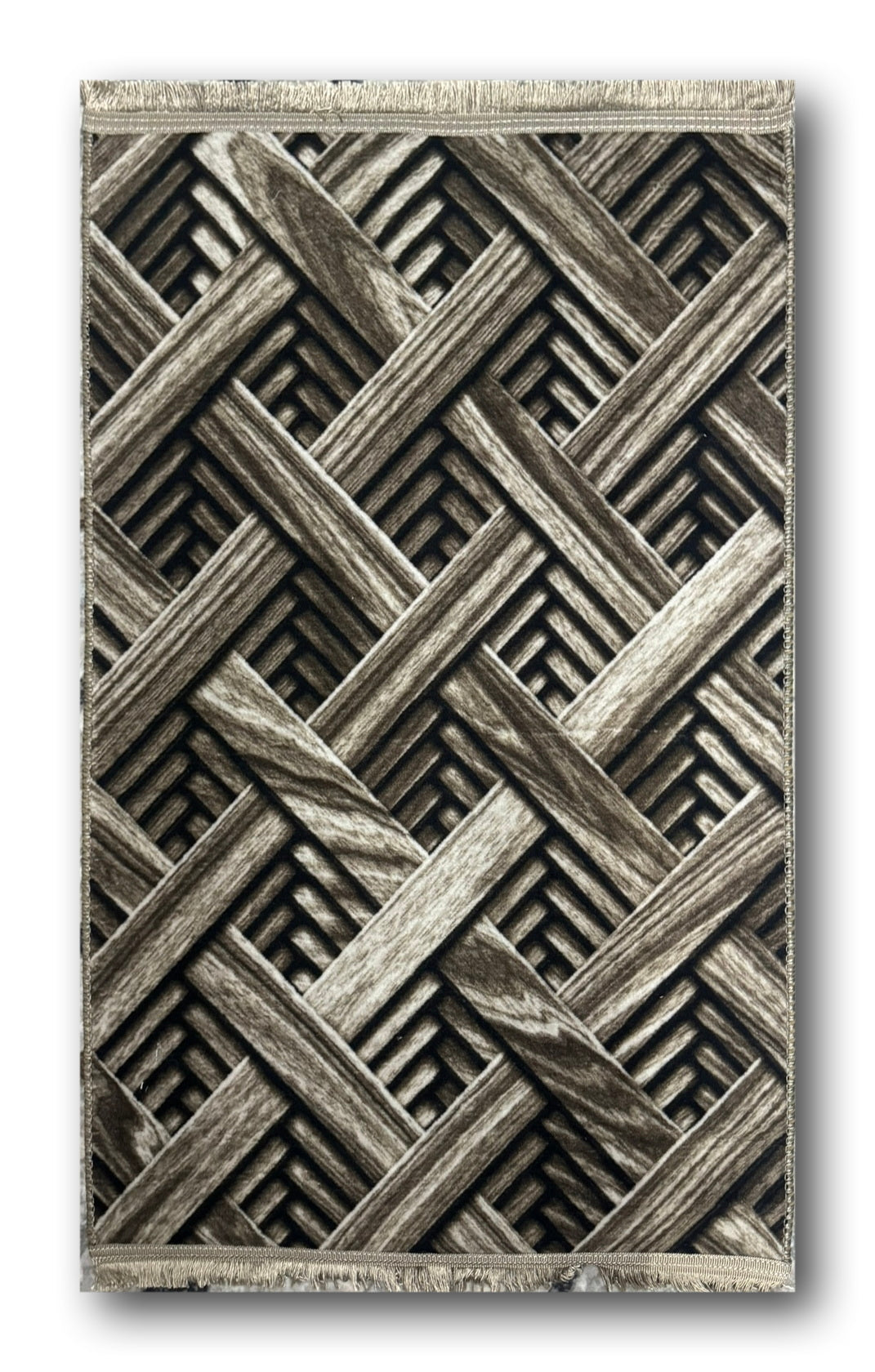 Set 3 Traverse Antiderapante Cu Insertii Tip Parchet 3D ,Bej/Maro